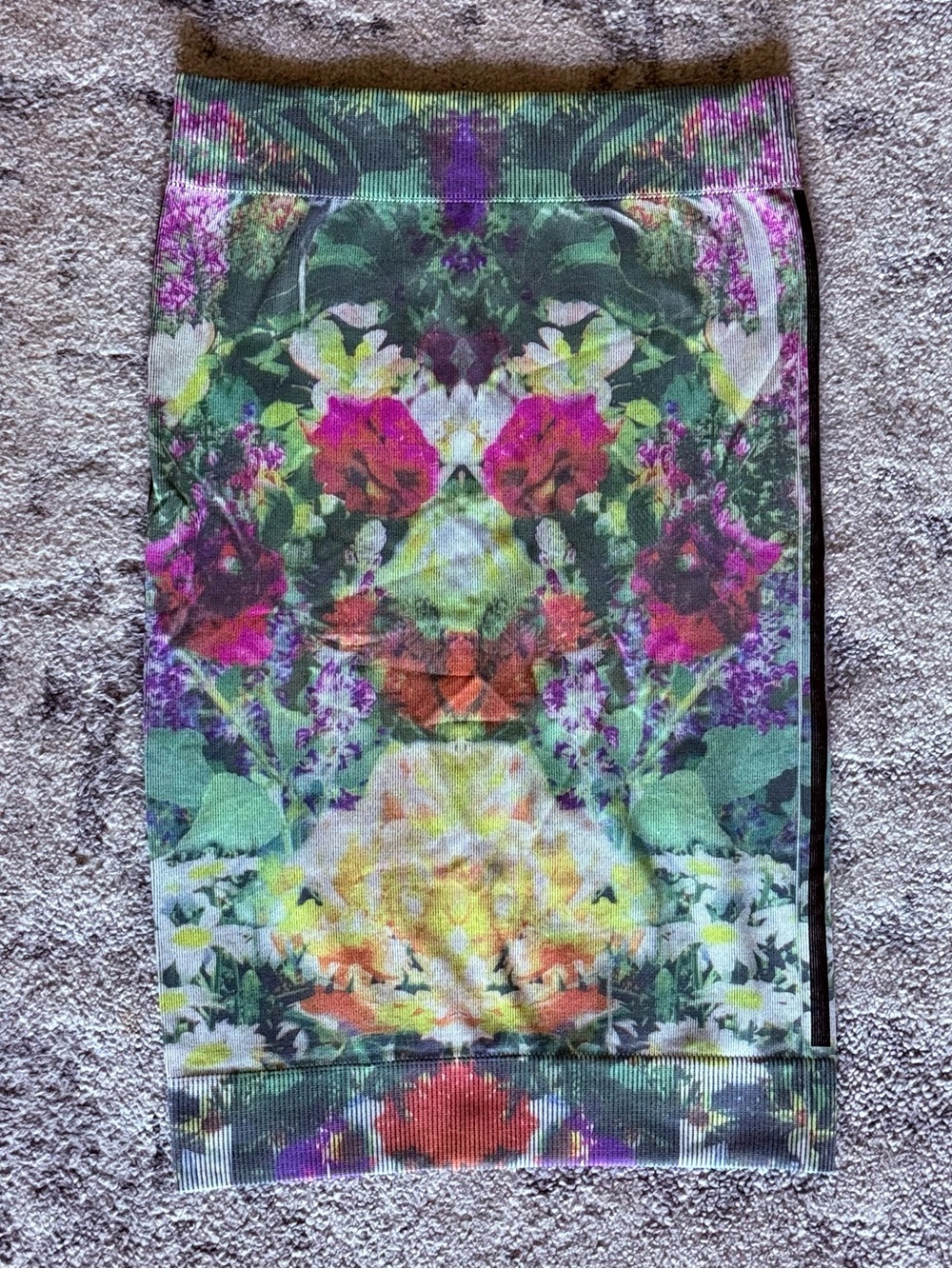 Thatcher Collection Floral Mirror-Print Pencil Skirt in Green and Pink